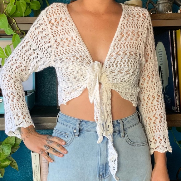 crochet tie front top